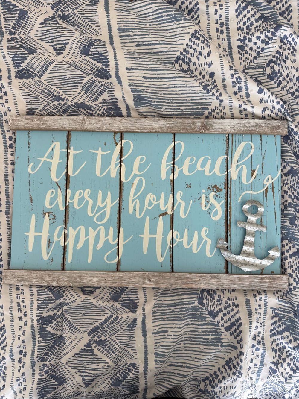Beach Wall Sign "At the Beach Every Hour is Happy Hour" - Aqua